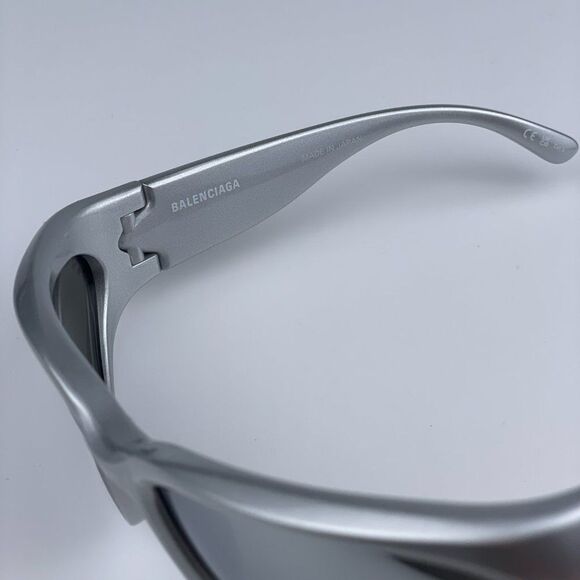 NEW Balenciaga BB0157S 004 Silver Grey Wraparound Extreme Unisex Sunglasses - Picture 11 of 12